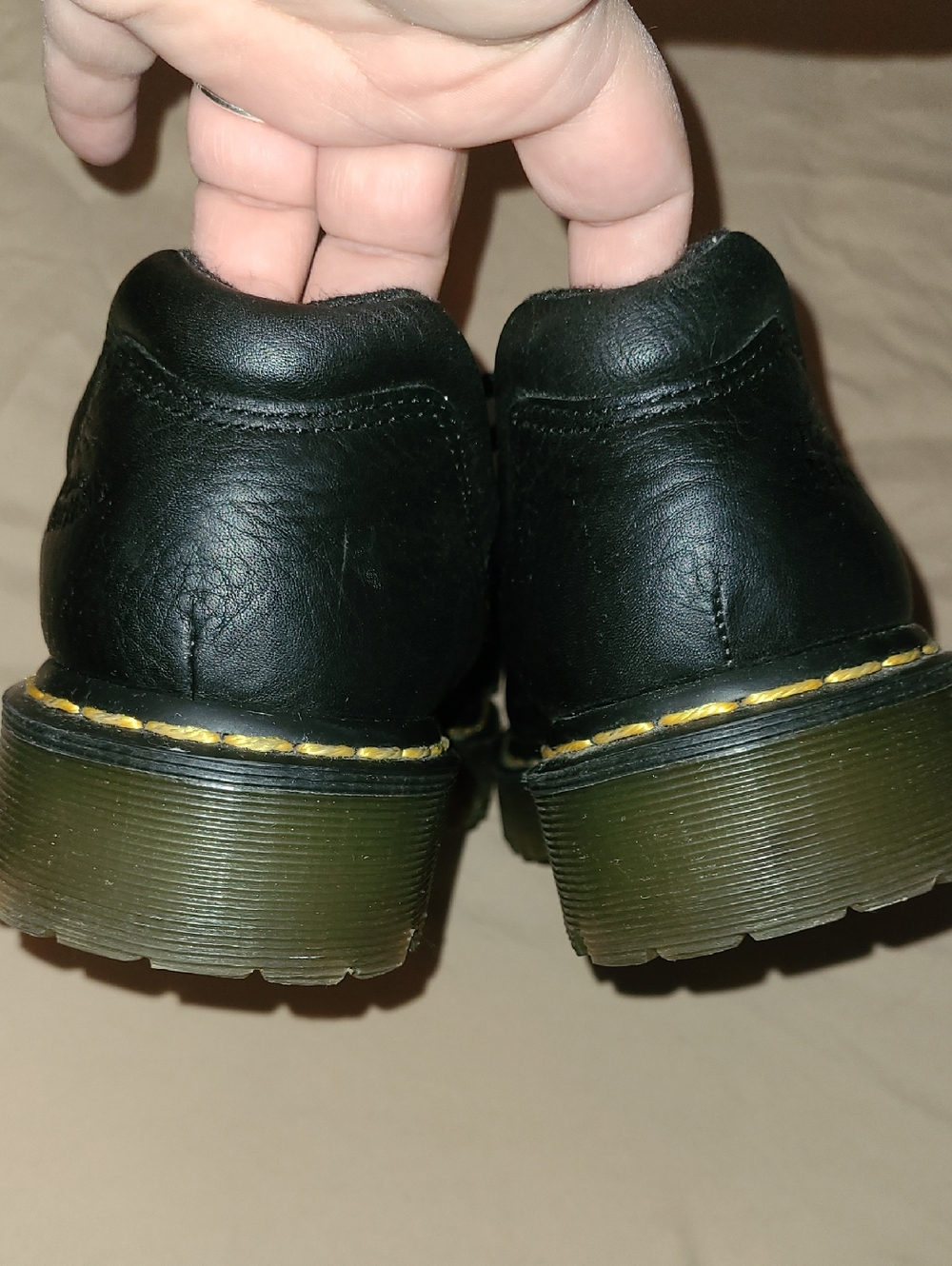 NWOT Dr. Martens Black Leather Lace-Up Shoes with Yellow Stitching - Picture 5 of 9